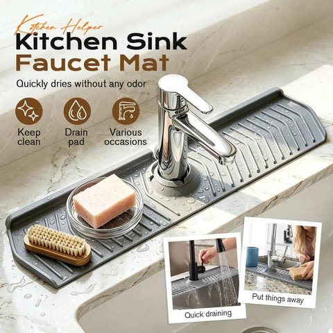 Heavy Duty 30 Inch Foldable Kitchen Sink Splash Guard And Slick Silicone Drainage Mat Keeps Countertops Freaking Clean Crisp Gray Finish With Embedded Scrubbing Pad