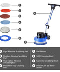 Core 13 Inch Electric Floor Buffer Scrubber And Polisher For All Floor Surfaces with pads, cord, and scrubbing brush