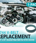 V Belt Replacement Three Eighths Inch By Forty Four Inches For 6744 3LK440 Aramid Fiber Drive Belt One Pack shown near engine