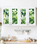 Tropical Palm Leaves Peel And Stick Wallpaper Roll Renters Friendly Easy Install Removable Vinyl Wall Decor on kitchen cabinets