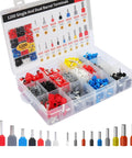 1200-Piece Wire Ferrule Kit with 900 Single Line and 300 Twin Barrel Ferrules, various sizes displayed in open plastic case