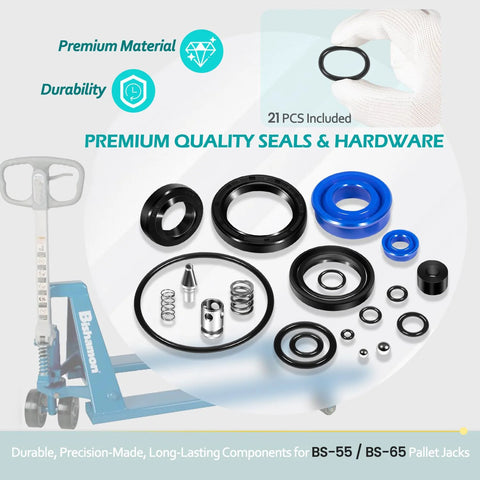 Super Seal Repair Kit For Bishamon BS-55 And BS-65 Manual Pallet Jack Hydraulic Unit Rebuild Seals, O Rings, Gaskets And Hardware