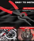 All Purpose Snap Ring Pliers Set For Automobiles, Lawn Mowers, And Farm Equipment With Straight And Bent Pliers, Hook And Pick