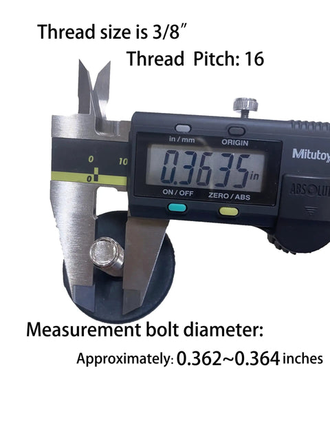 Caliper measures bolt diameter for Heavy Duty 1.5 Inch Base Furniture Levelers Pack Of 8 In 304 Stainless Steel Construction.