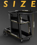 Three Tier Tilt Table Welding Cart With 360 Degree Swivel Wheels For TIG MIG Welder And Plasma Cutter, size dimensions displayed