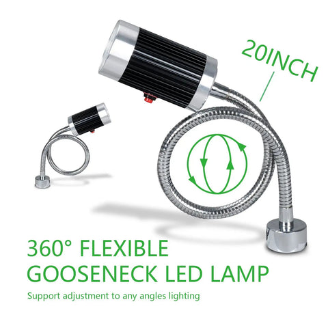 Solid Led Magnetic Work Light With Flexible Gooseneck Delivers Badass 900 Lumen Glow For Machinists And Shop Crew showing 20-inch gooseneck for versatile lighting.