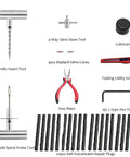 Badass Heavy Duty 31 Piece Flat Tire Repair Kit With Durable Rubber Plugs And Complete Steel Tool Set For Cars Trucks Atv Jeep Roadside Emergency Fix tools including T-handle inserts and pliers.