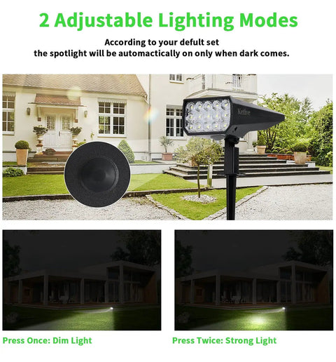 Bright Solar Spotlight Set For Outdoors Waterproof Yard Lights Auto On Off All Night Cold White 6 Pack IP65