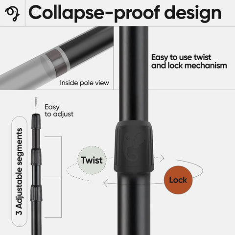 Adjustable Aluminum Telescoping Tarp Poles For Tarps Canopies And Awnings, Heavy Duty 4 Section with twist lock mechanism
