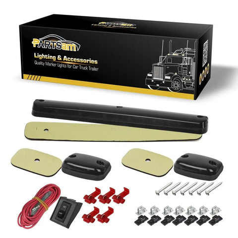 3X Smoke White 12LED Cab Marker Roof Running Top Lights Kit With Wire Harness For Silverado And Sierra 2007 To 2014 Trucks