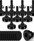 Heavy Duty Adjustable Furniture Leveling Feet Set Ten Pack With T Nut Kit Three Eighths Inch Sixteen Thread Leg Levelers in matte black