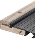 Adjustable Aluminum And Hardwood Threshold Kit for French and Exterior Doors, bronze finish, detailed view of oak and aluminum design