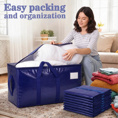 Heavy Duty Moving Bags 6 Pack Large Storage Bags With Zipper And Handles Waterproof Tote Bags for easy packing and organization.