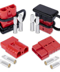 4 Pack 50 Amp Battery Quick Connect Disconnect Plug Kit For Anderson Style Connectors in red with terminals