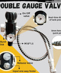 3L Carbon Fiber Tank 4500 PSI PCP HPA Scuba Paintball Air Tank With Dope Dual Gauge Valve showing features and fittings
