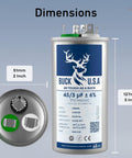 Dual Run Capacitor 45 And 5 MFD 6 Percent Tolerance CBB65B For HVAC Systems Air Conditioners Condensers Heat Pumps And Fan Motors 370 To 440 VAC 50 To 60 Hz Replacement With Labeled Terminals For Compressor Fan And Common