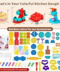 70 Piece Kids Dough Set 4 In 1 With Ice Cream Maker Noodle Maker Hamburger And Cake Mold Tools, components laid out on table