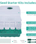 7 Pack Seed Starter Tray Kit With 84 Separate Cells Humidity Dome And Base Clear Indoor Greenhouse Mini Propagator Reusable Seedling Tray For Indoor Seed Starting And Easy Transplant showing components and sizes.