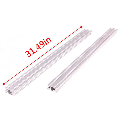 European Standard 2040 Aluminum T Slot Extrusion 800mm Linear Rail Anodized Silver showing 31.49 in length