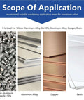 Four material panels showing silicon aluminum alloy, aluminum alloy, copper, and resin.