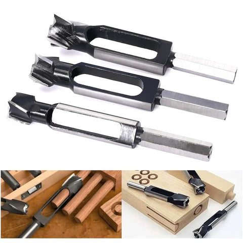 Badass Wood Plug Cutter Set For Pocket Holes And Dowel Pins Featuring Sturdy Hex Handles, 3 pieces with different sizes.
