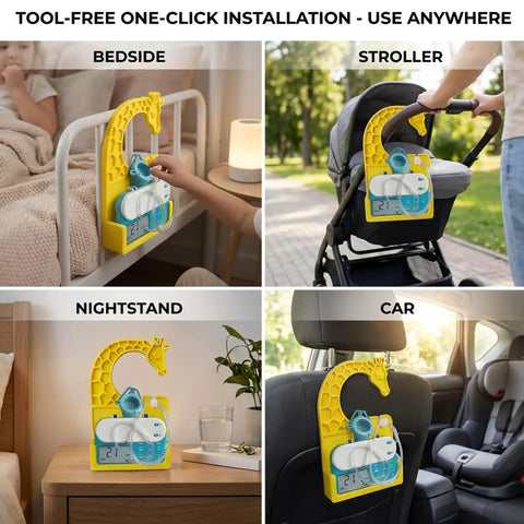 Feeding Pump Organizer For Infinity With One Click Tool Free Install Cute Giraffe Design Holder Tubing Coil Storage in use