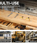 Multi-use 60 Inch Heavy Duty Wood Workbench With Storage, Adjustable Handle, 500 Lb Load Capacity in various workspaces