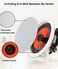 6.5 Inch Bluetooth In Wall Ceiling Speakers With 600W 2 Way Flush Mount System And Built In Wall Amplifier Receiver For Home Theater