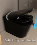 Slick Black Smart Toilet With Built In Bidet And Heated Seat Offering Pre Wet Rinse And Adjustable Warm Water Streams For A Legit Top Shelf Fresh Setup Straight Up with soft closing seat