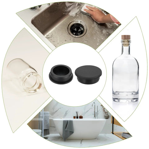Silicone Hole Plugs Eight Pack 43.5mm High Temp T Type Rubber Stoppers showcased in kitchen and bathroom settings