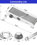 24-in-1 mandoline slicer set with waffle fry blade, white and stainless steel; includes 3 accessories