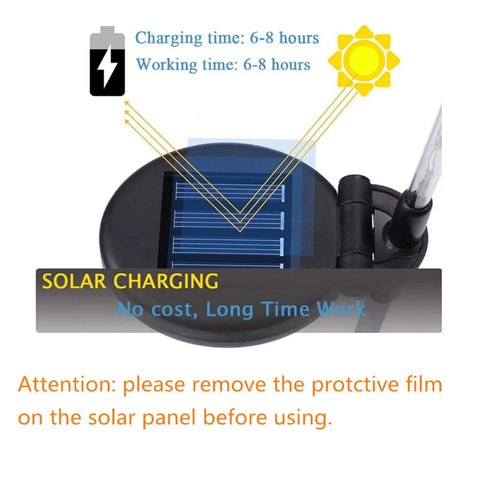 Close-up of solar panel for Solar Powered Garden Light With Crackle Glass Moon Ball On A Metal Stake, charging instructions shown