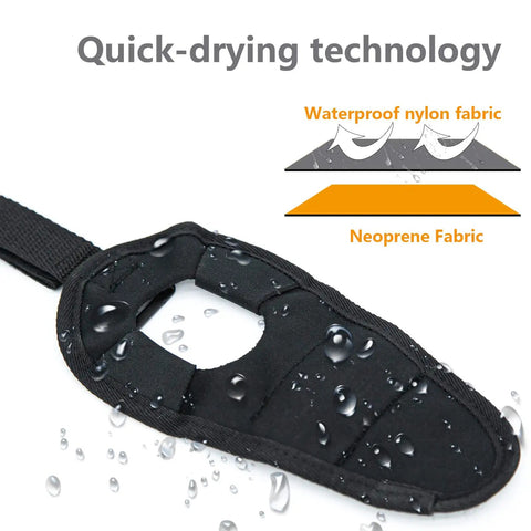 Hands Free Dive Light Wrist Mount Glove With Adjustable Velcro Strap And Neoprene Sleeve showing quick-drying technology and waterproof fabric.