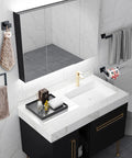 Bathroom with Matte Black Stainless Steel 4 Piece Bathroom Set Dope Finish Towel Bar Towel Rack Towel Holder And Toilet Paper Holder 23.6 Inch Rustproof SUS304 Bath Hardware For Modern Homes.