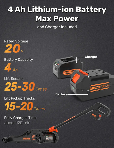 Electric Floor Jack 3 Ton Low Profile With One Touch Lift, 6000 Lbs Capacity, Hydraulic Service Jack For Home Garage battery