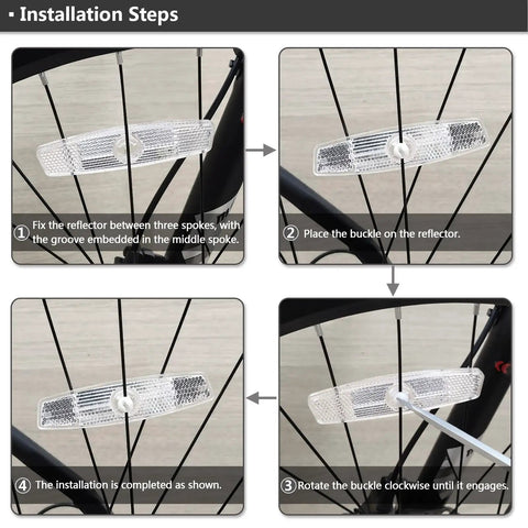 Installation steps for Night Riding Ready Bike Wheel Spoke Reflectors, Ultra Bright Reflective Safety Gear For Cyclists.