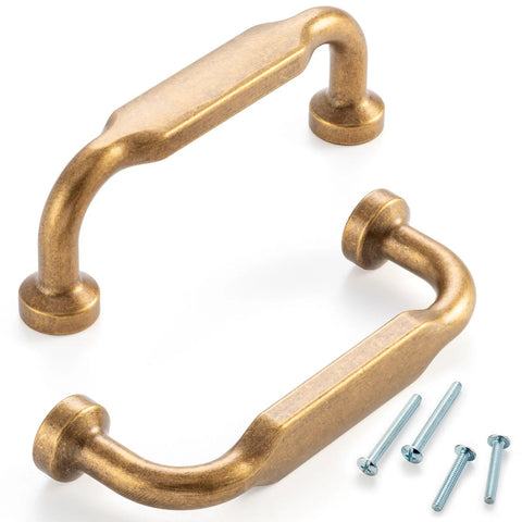 Ten Pack Antique Brass Cabinet Pulls With Three And Three Quarters Inch Hole Centers For Cabinets Drawers Dressers And Vanities