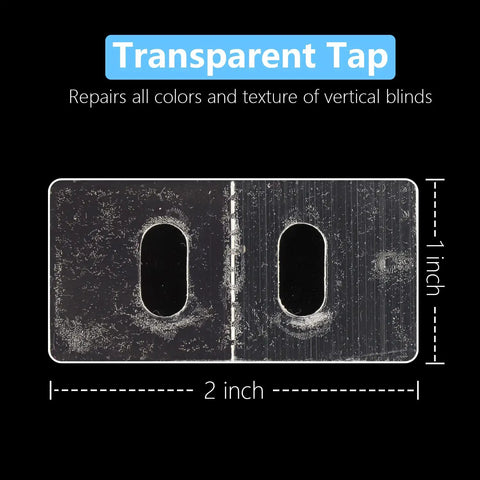 25 Pair Clear Vertical Blind Repair Tabs For Snapping Back Torn Slats Top Shelf Pvc Replacement Clips, clear 2x1 inch tap.