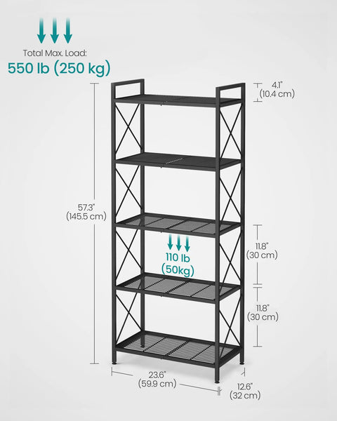 Kick The Clutter To The Curb With This No Sweat 5 Tier Steel Storage Rack Featuring Reinforced X Side Frames For Effortless Entryway Kitchen Bathroom Organization