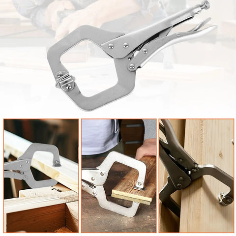 Two Pack 11 Inch Locking C Clamp Set, Heavy Duty Locking Pliers With Adjustable Jaws, Wide 3.4 Inch Opening for woodworking