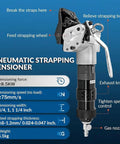 Pro Grade Pneumatic Steel Strapping Machine With Split Tensioner Sealer 19Mm Metal Banding Tool Air Powered for heavy duty packaging.