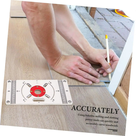 Man using Router Base Plate For Trimming Machine And Engraving Tools, Aluminum Router Sled For Woodworking on floor panel