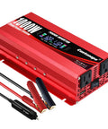 Red 1000W Car Power Inverter With LCD Display 12V DC To 110V And 120V AC Dual Outlets 3.0A USB Port And 20W Type-C PD