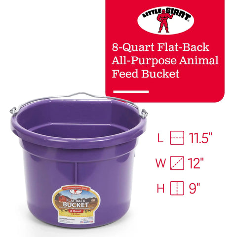 Purple 2 Gallon Heavy Duty Workhorse Plastic Buckets 2 Pack For Farm Home Laundry And Water With Flat Back Design Stacking Ribs