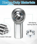 Close-up view of Badass CF12 Rod End Bearings 2 Pack with 3/4 inch female thread made from 1045 carbon steel.