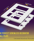 3-Gang Screwless Decorator Wall Plate With Child Safe Cover Unbreakable Polycarbonate Thermoplastic Glossy White Finish Heat And Fade Resistant