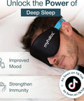 Person wearing 3D Contoured Sleep Mask With Zero Pressure Memory Foam Eyelash Friendly Breathable Blackout For Side Sleepers