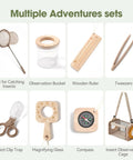 Wooden Bug Catcher Kit For Kids 3 To 8 Ten Piece Durable Outdoor Explorer Set with magnifying glass and net