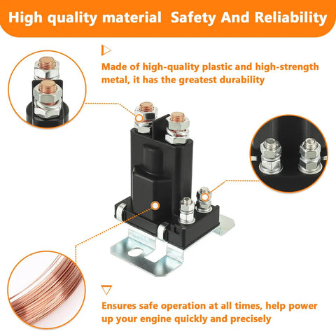 Image of Beefy 80 Amp Battery Isolator And 12V Continuous Duty Solenoid Relay showing copper contacts and high-strength metal construction.