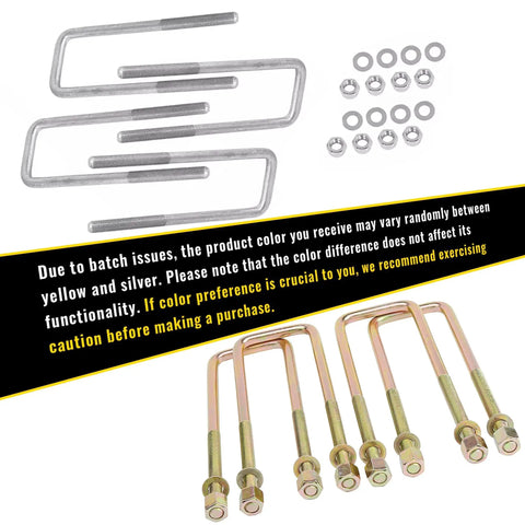 4 Pieces Square U Bolts 2.5 Inch Wide Leaf Springs 8.75 Inch Long For Chevrolet Silverado 1500 And GMC Sierra 1500 1988 To 2019 Heavy Duty Replacement Kit, square steel U-bolts with nuts